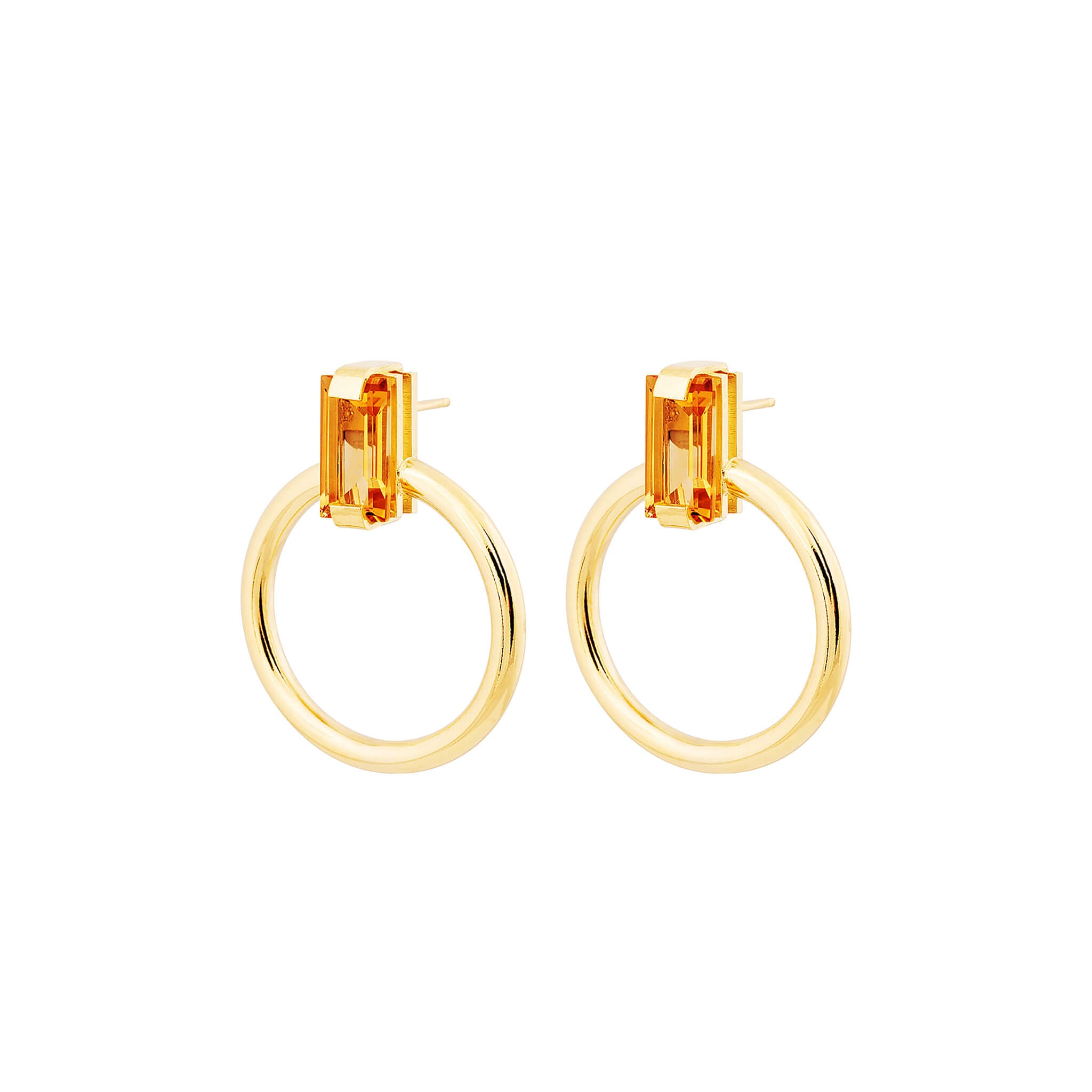 gold-plated shine hoops with citrine