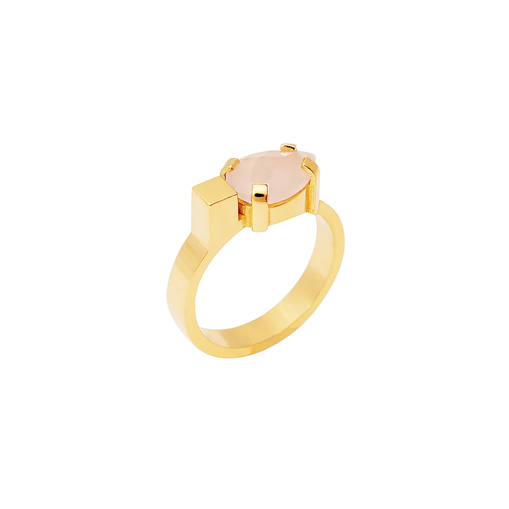 gold-plated milestone ring with rose quartz