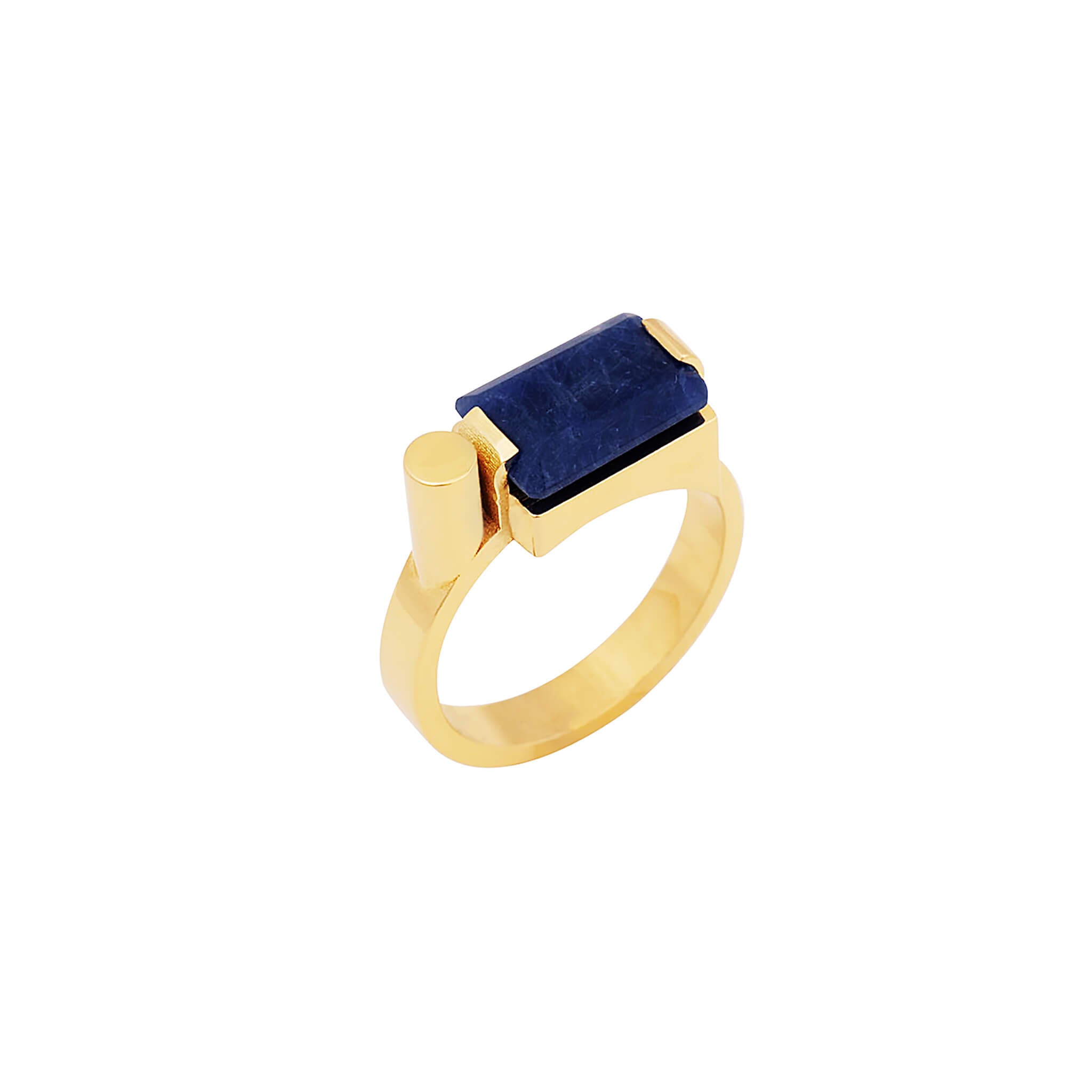 gold-plated milestone ring with sodalite