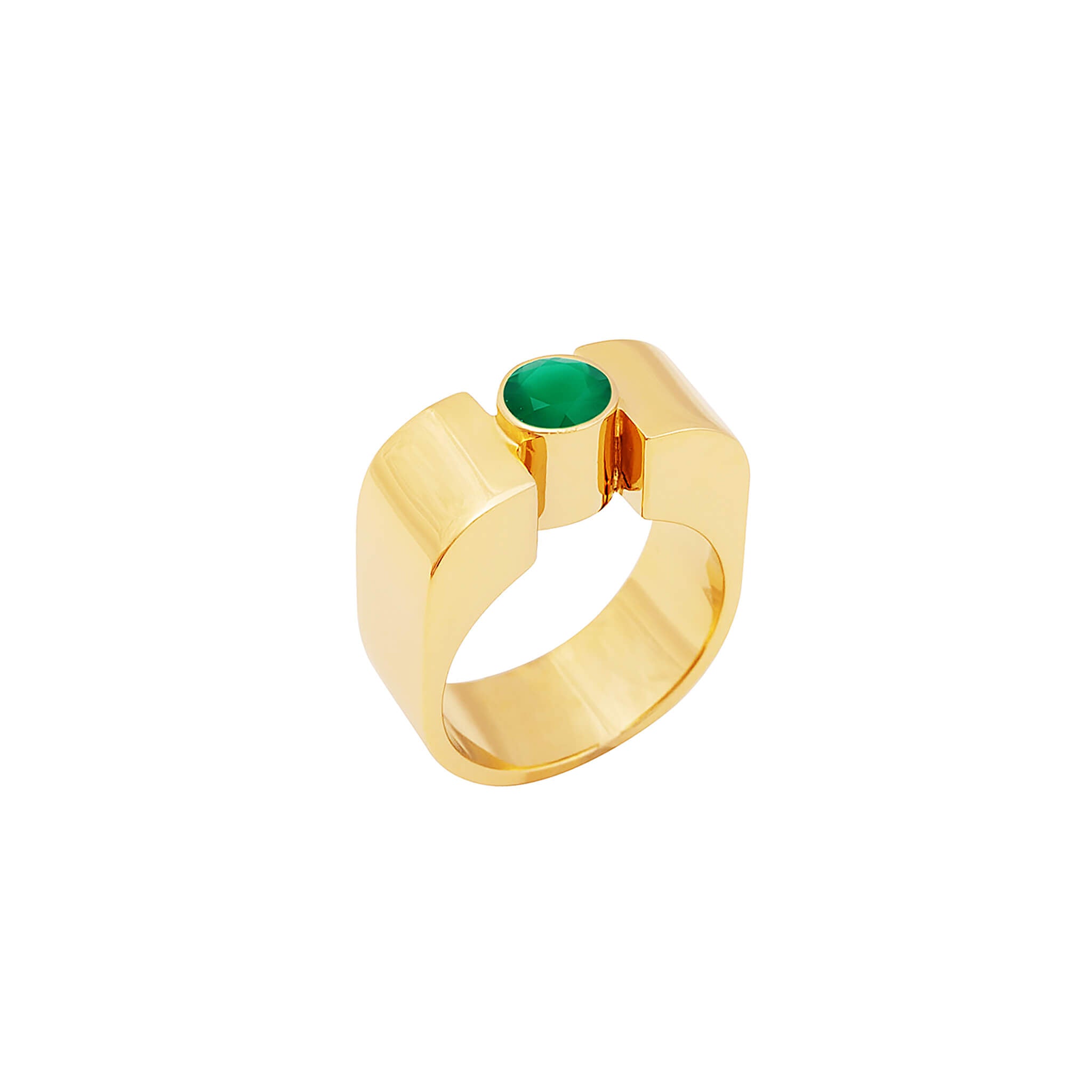 gold-plated etape statement ring with agate