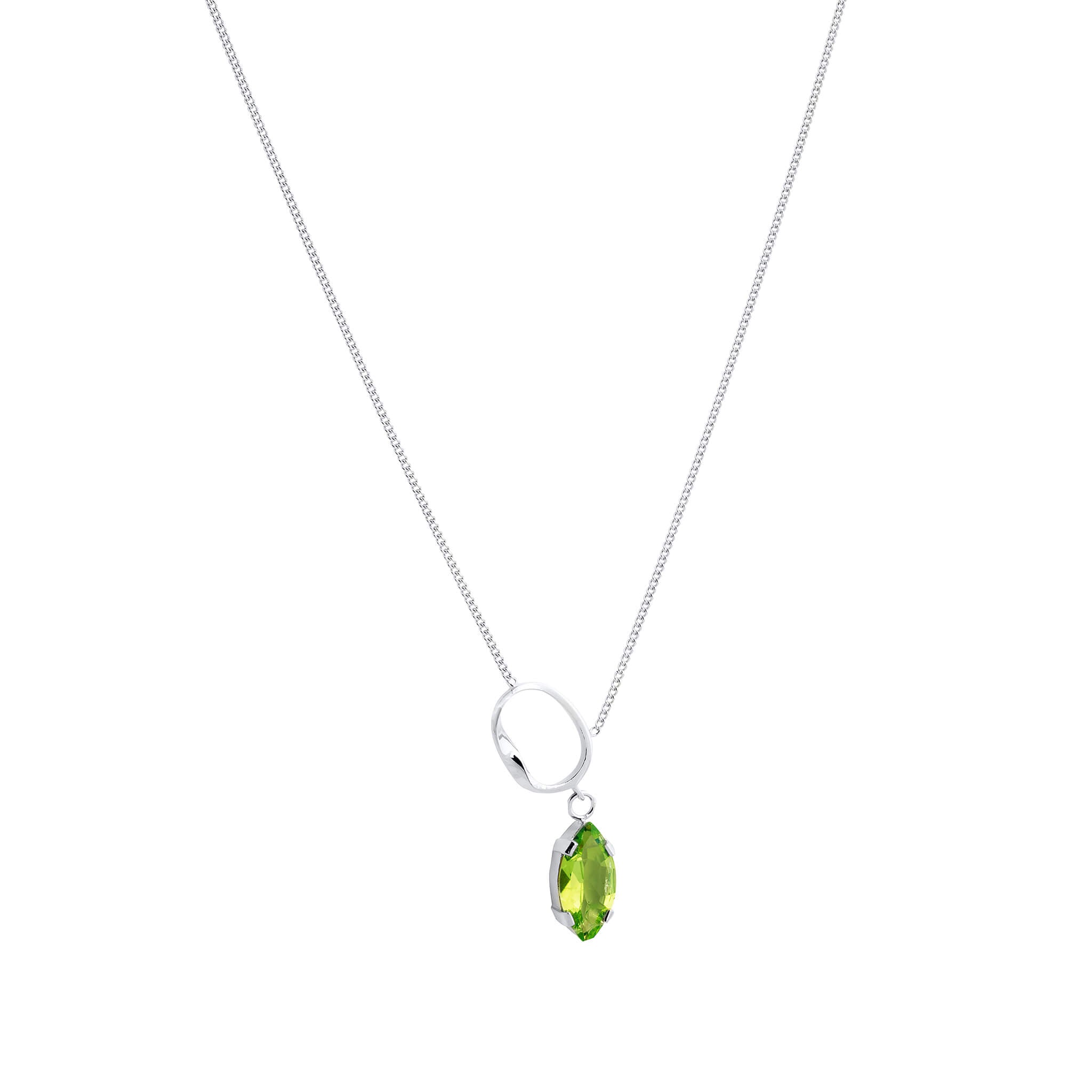 silver twist necklace with peridot