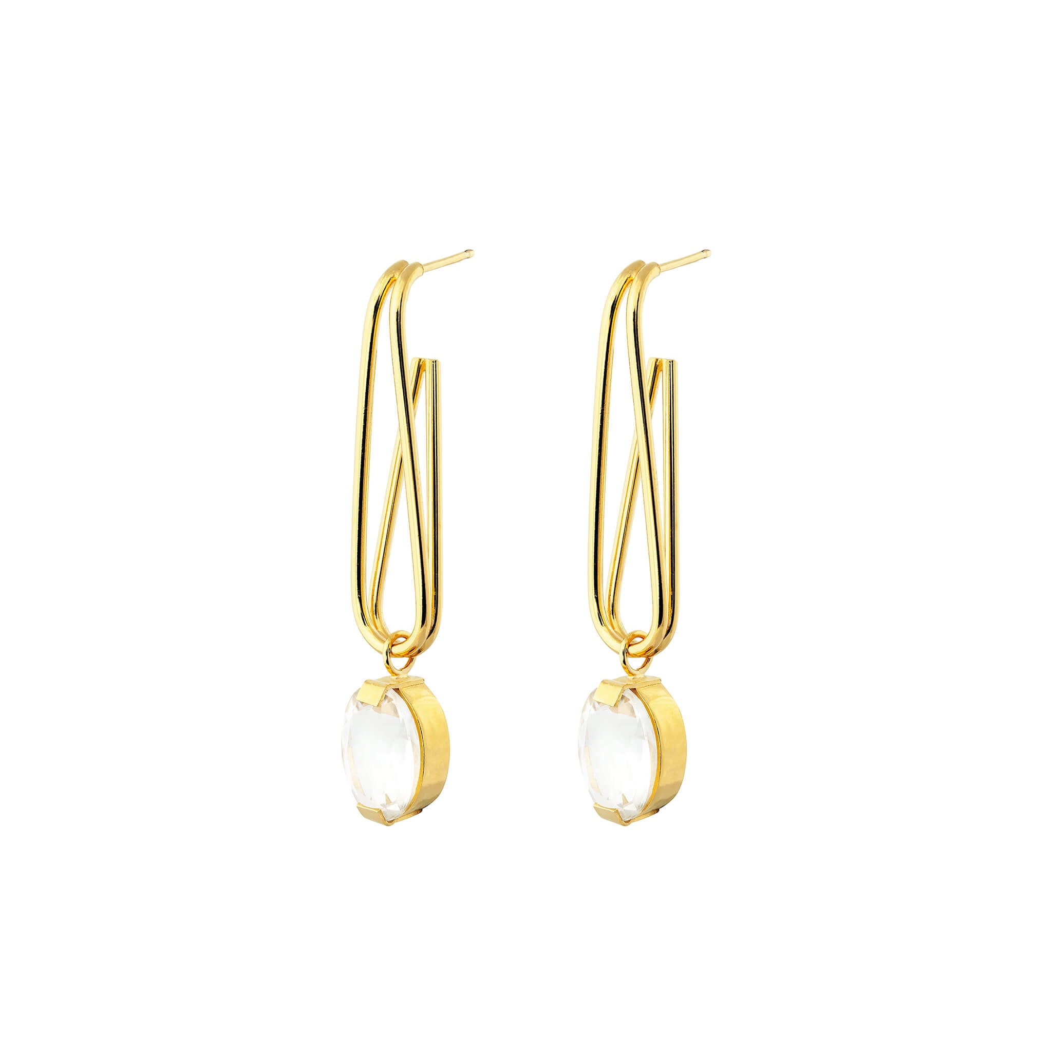 gold-plated echo earrings with crystal