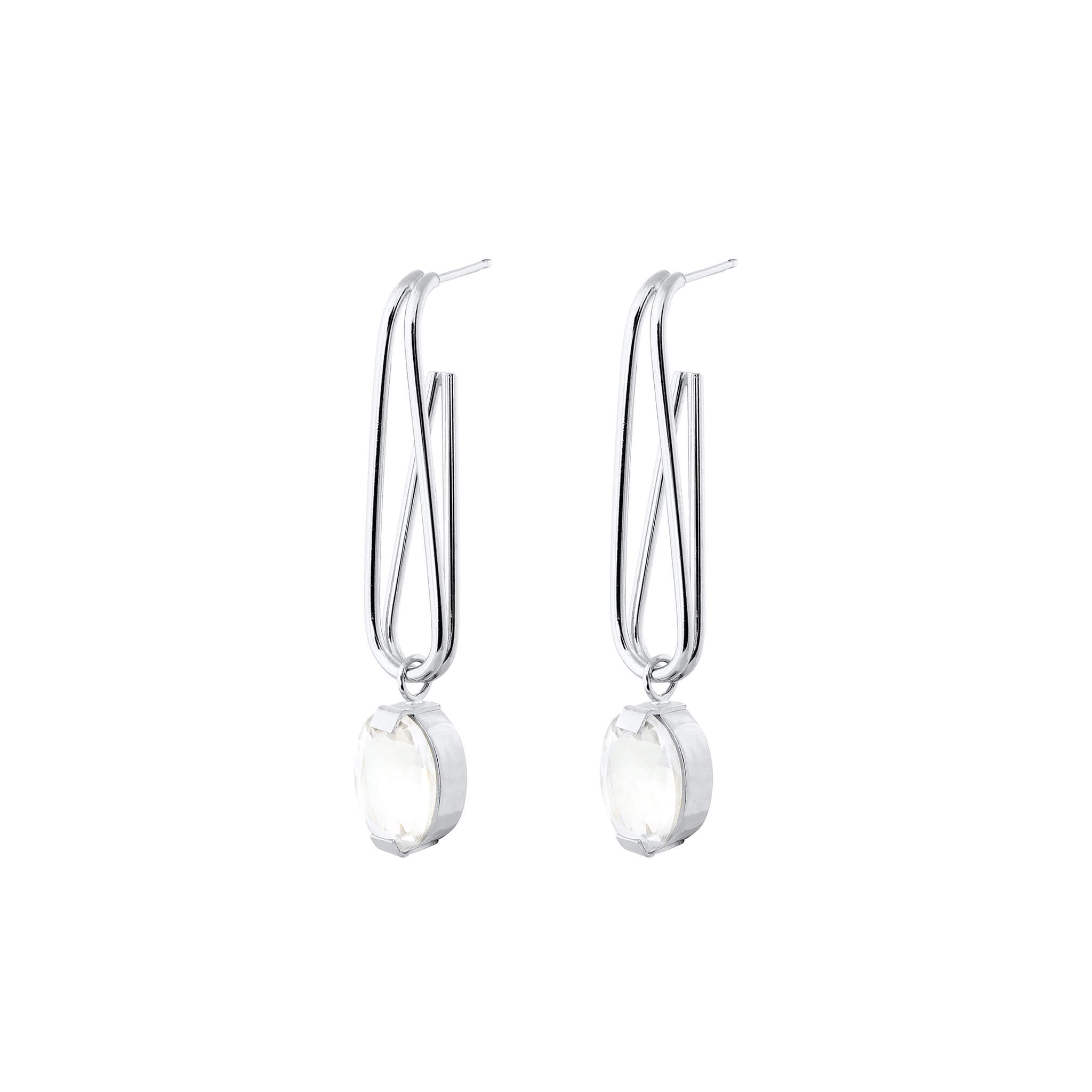 silver echo earrings with crystal