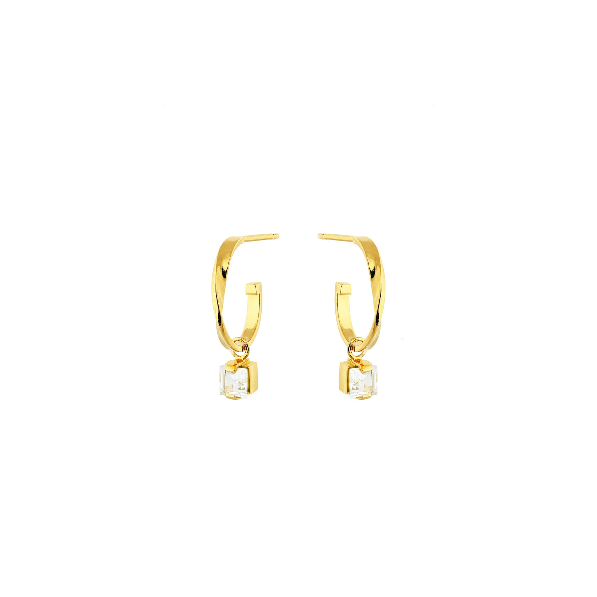 gold-plated eternal hoops with crystal