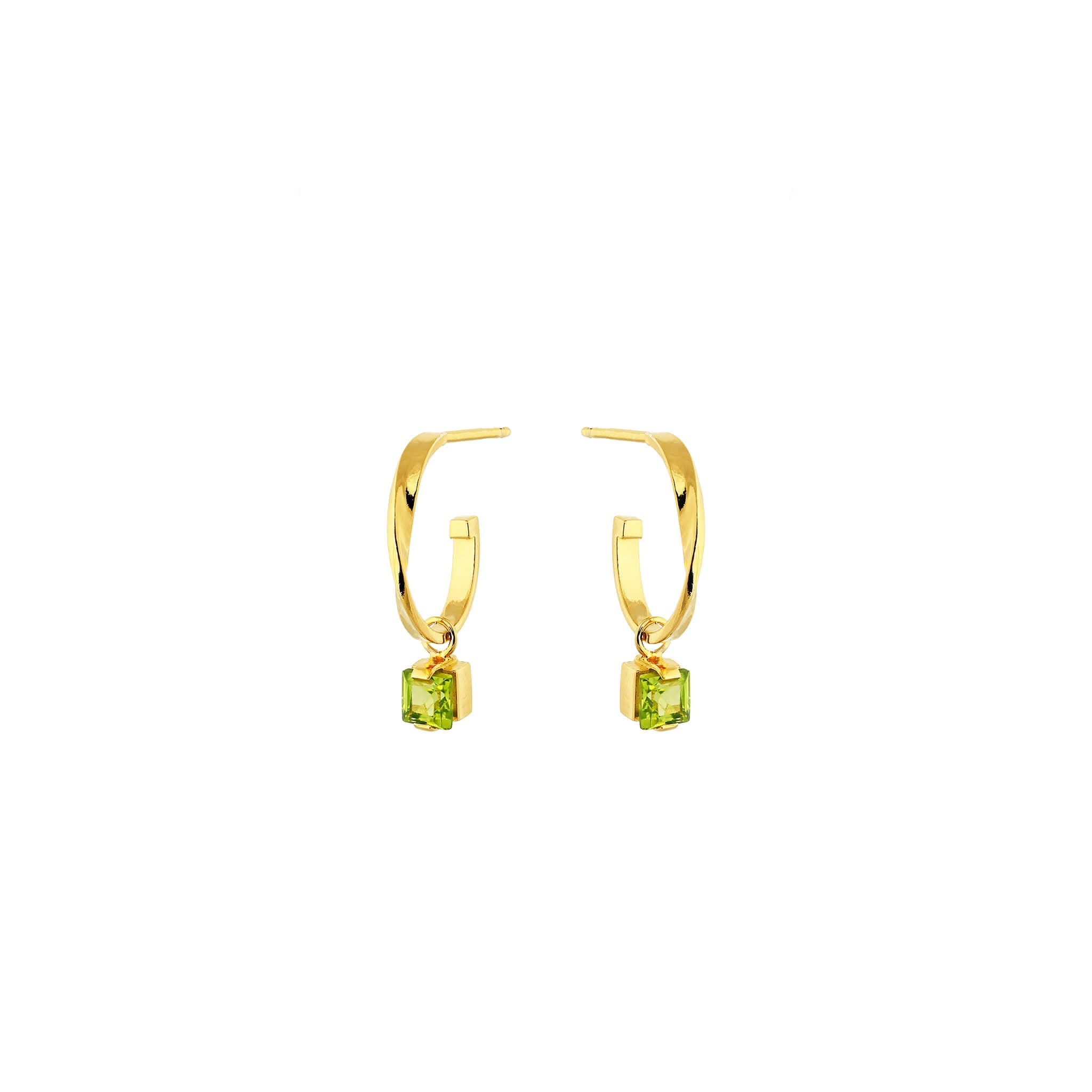 gold-plated eternal hoops with peridot