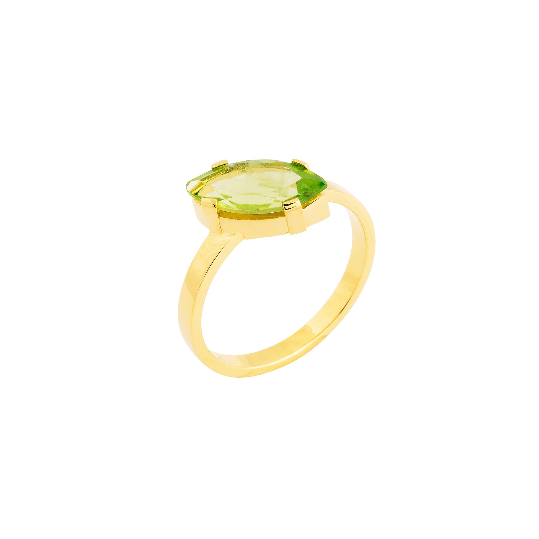 gold-plated twist ring with peridot