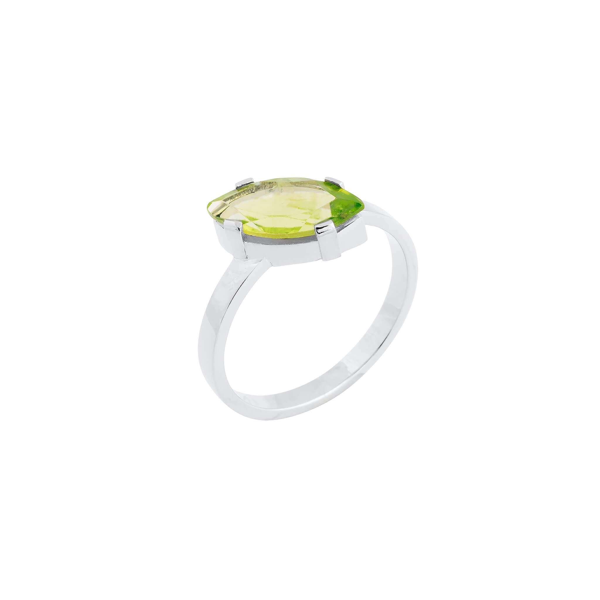 silver twist ring with peridot