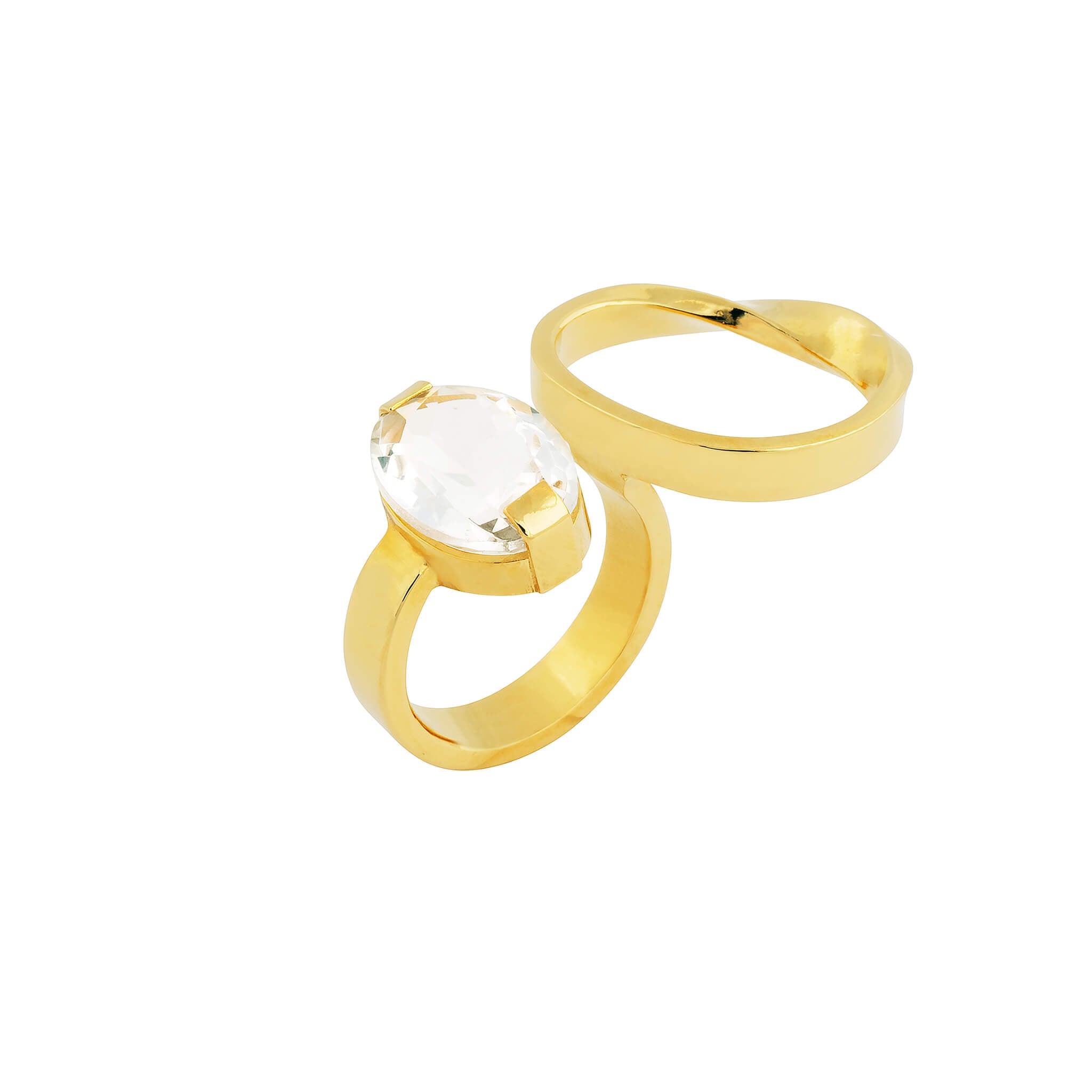 gold-plated echo ring with crystal