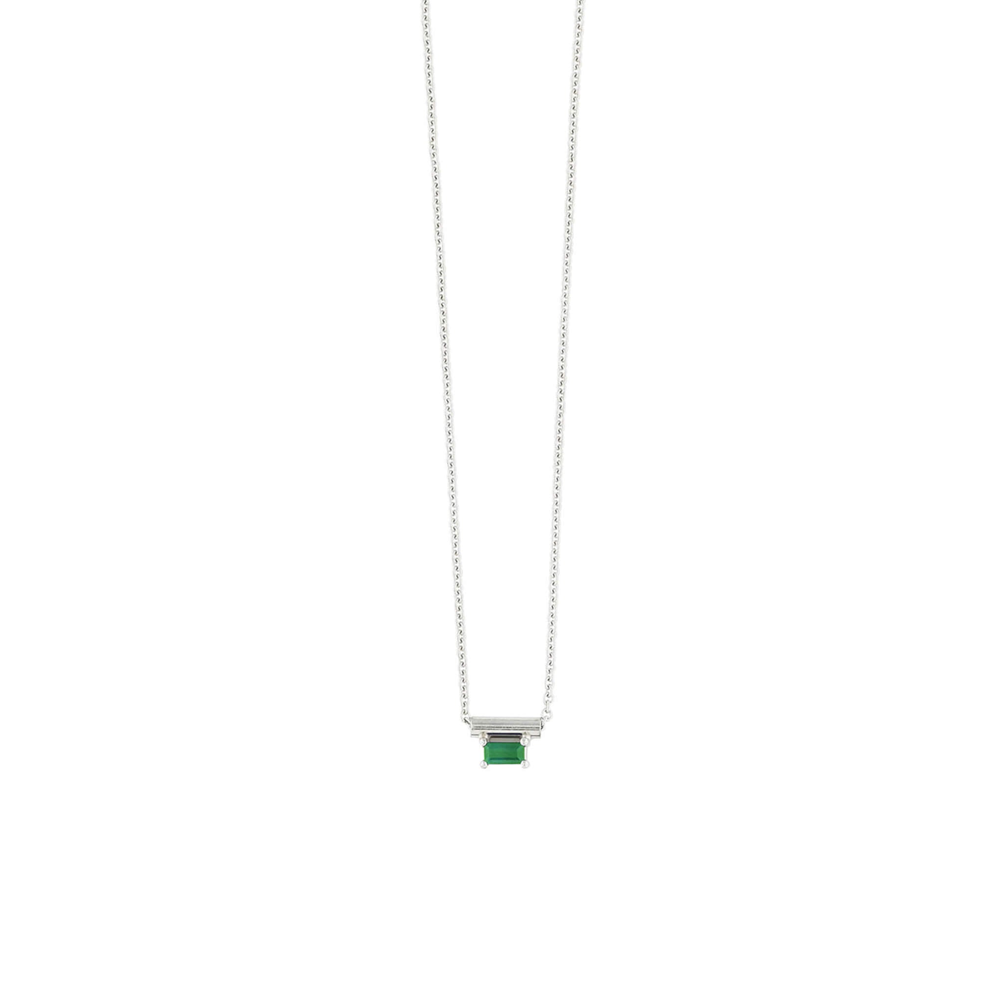 18-carat white gold emerald nora necklace