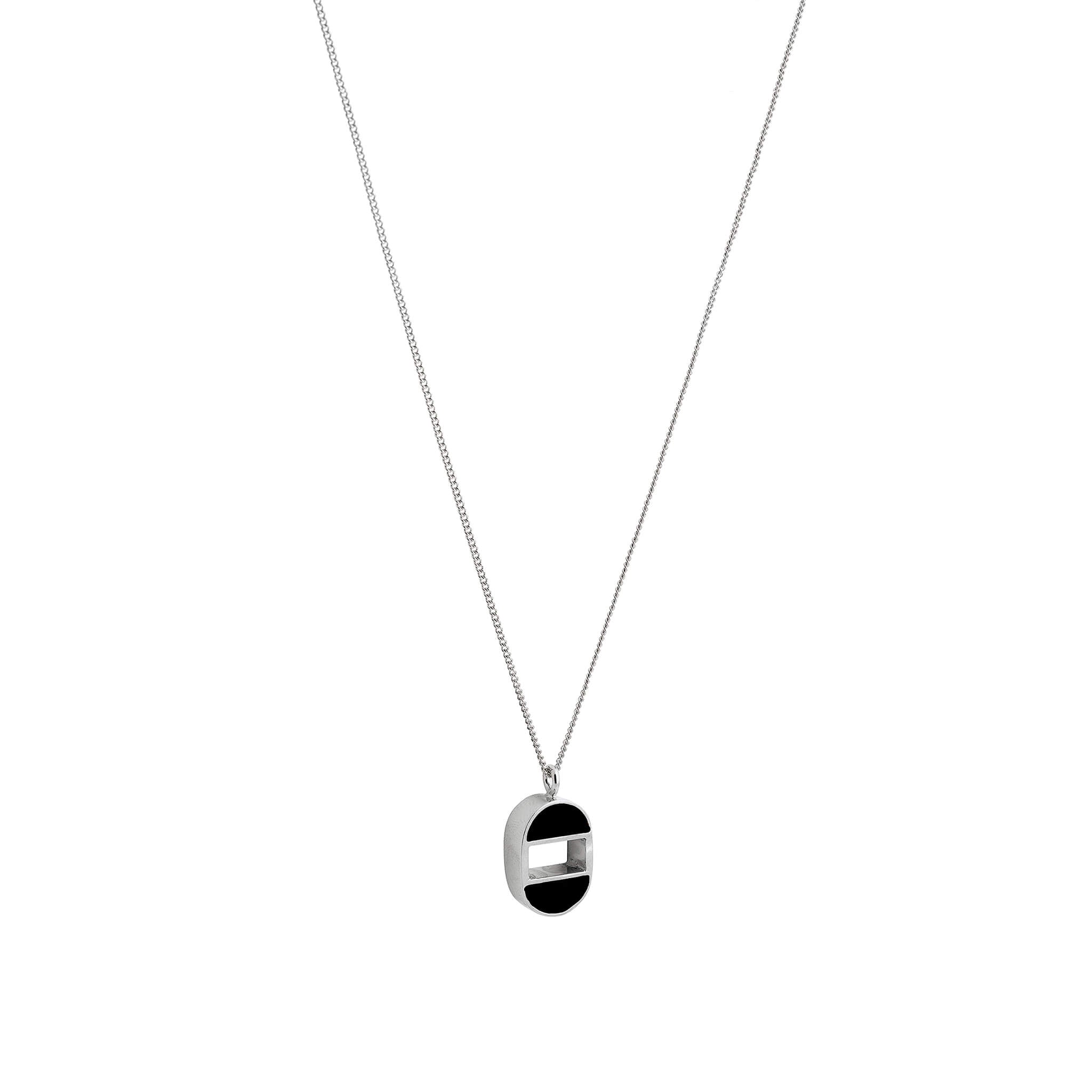 silver necklace Oh Oh with onyx