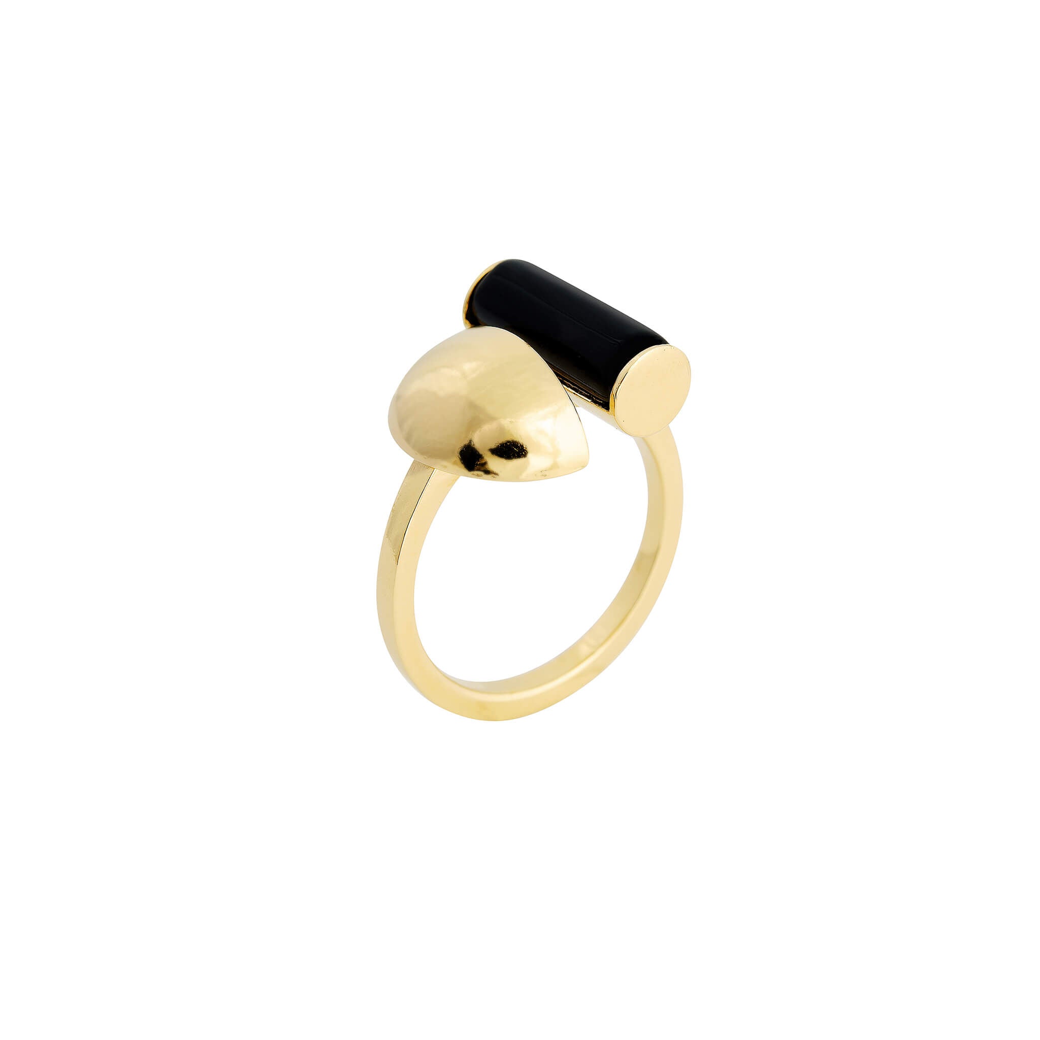 gold-plated aligned ring with onyx