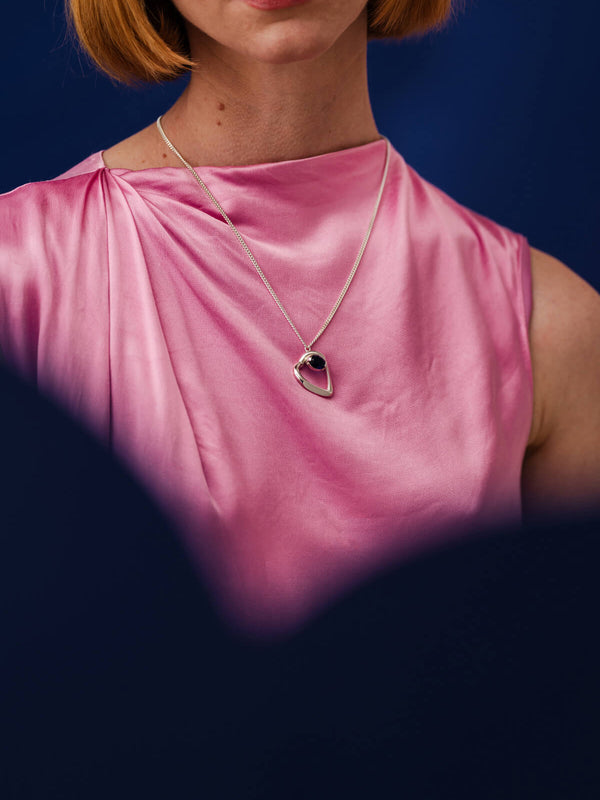 Pulse necklace with cubic zirconia