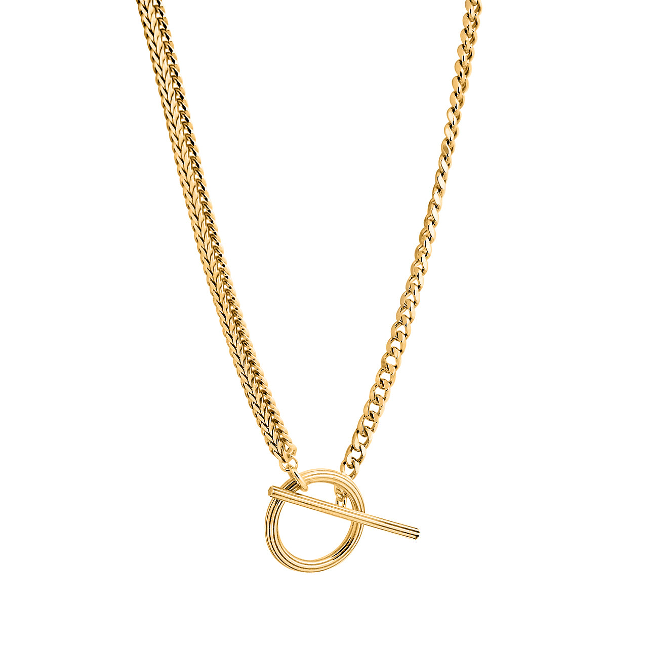 gold-plated carve necklace with t-lock