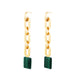 goldplated decade statement earrings with malachite