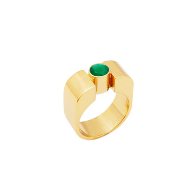 goldplated etape statement ring with agate