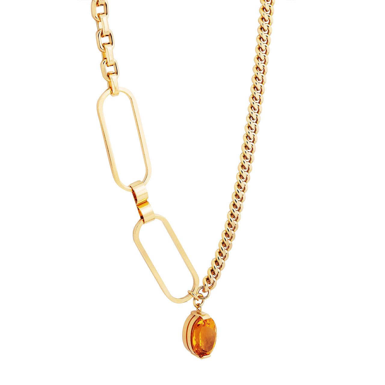 goldplated scale necklace with citrine