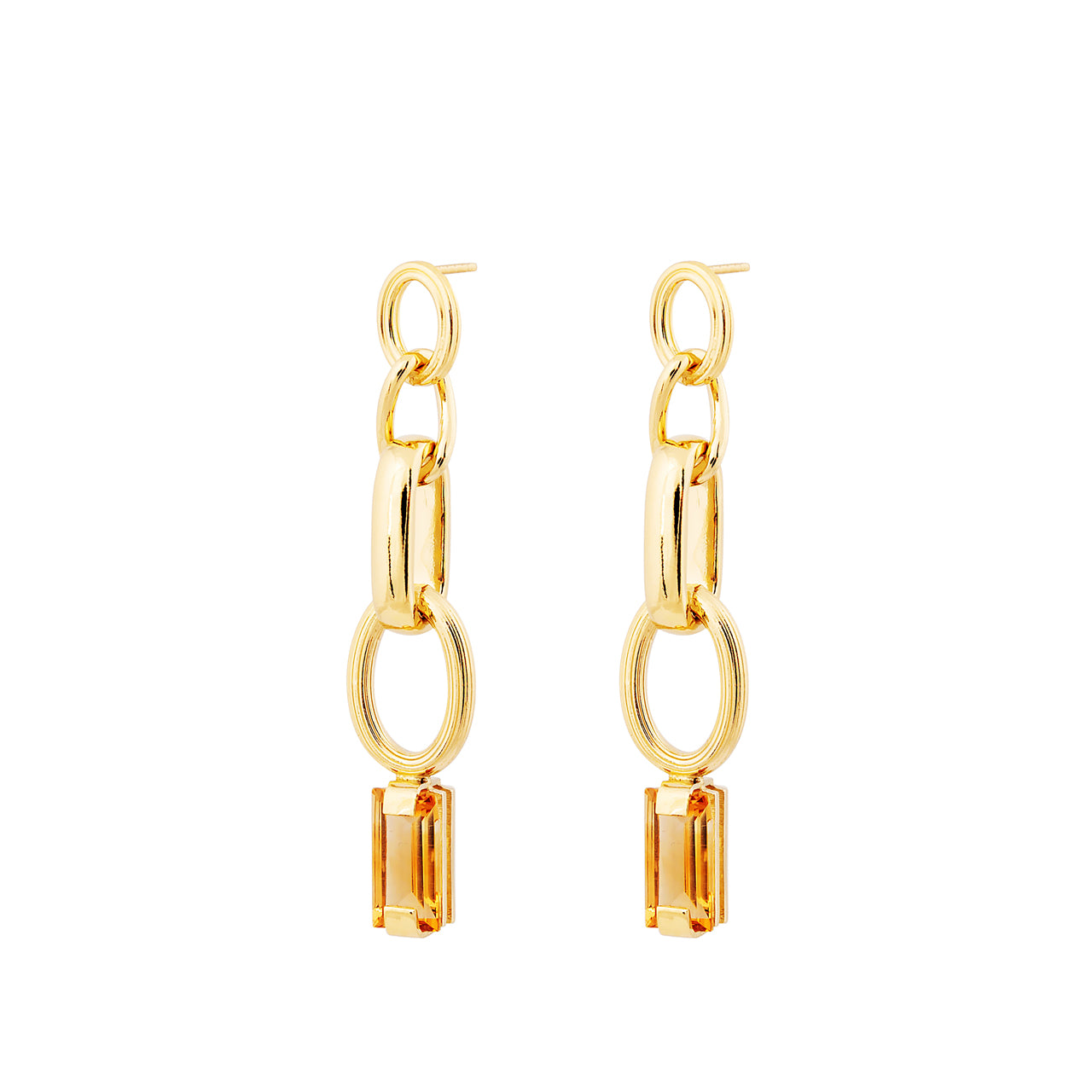 goldplated shine earrings with citrine