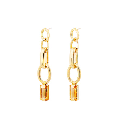 goldplated shine earrings with citrine