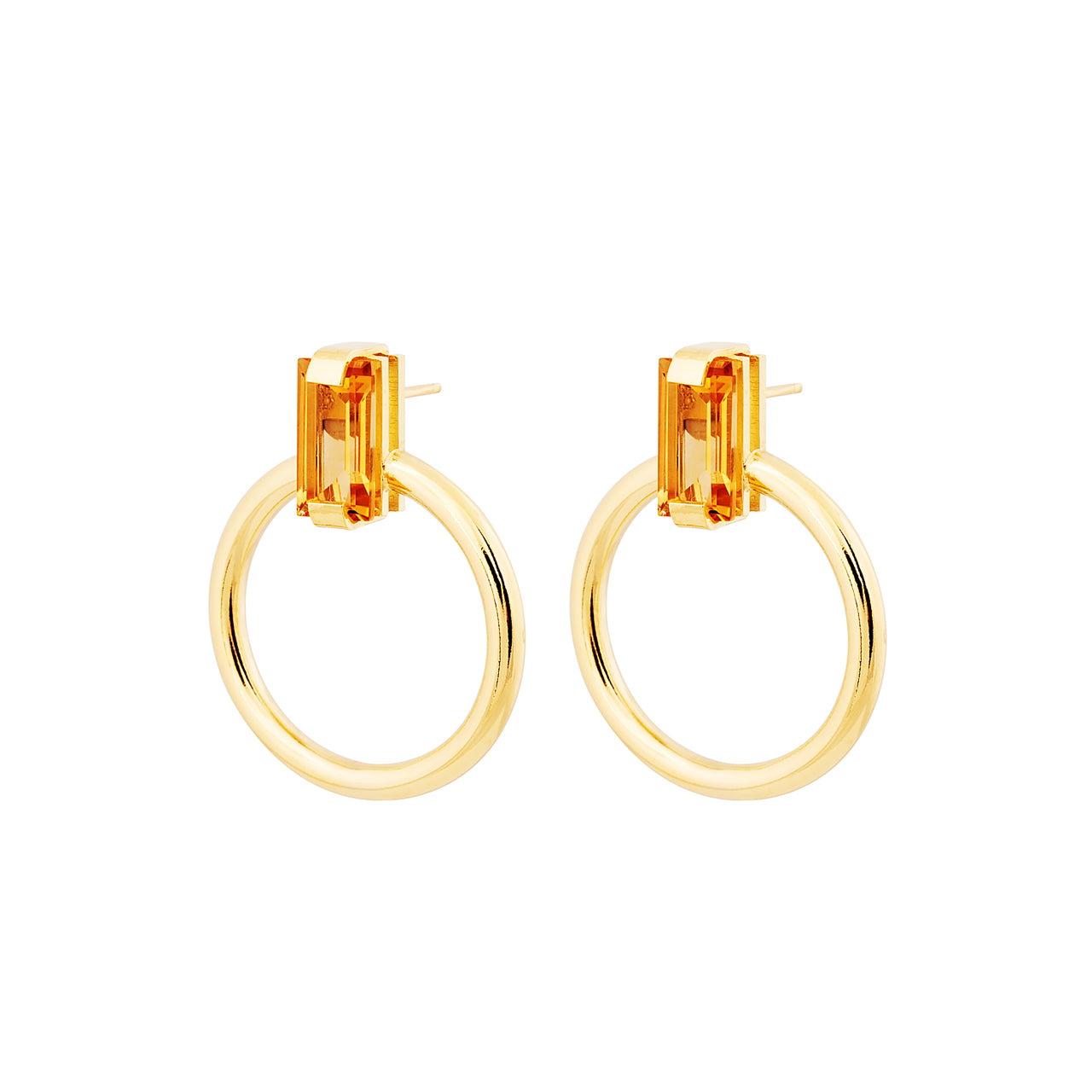 goldplated shine hoops with citrine