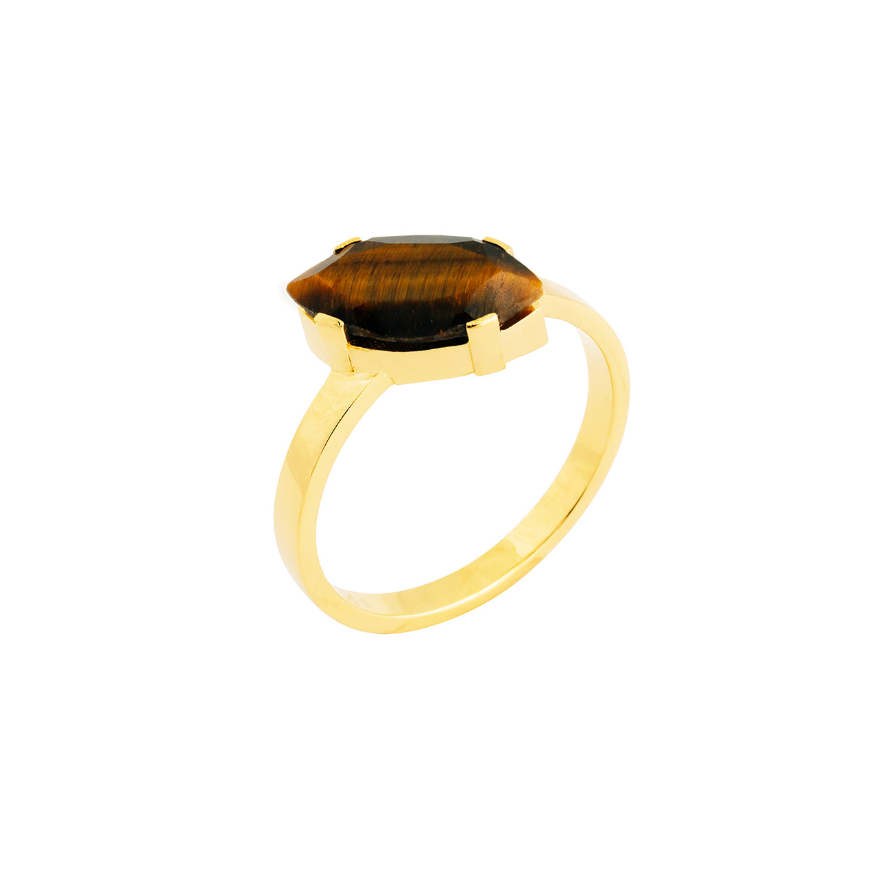 Twist ring with tiger-eye