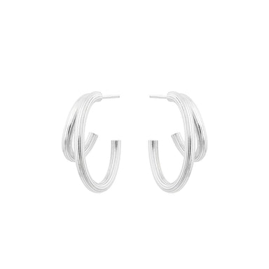 silver carve double hoops