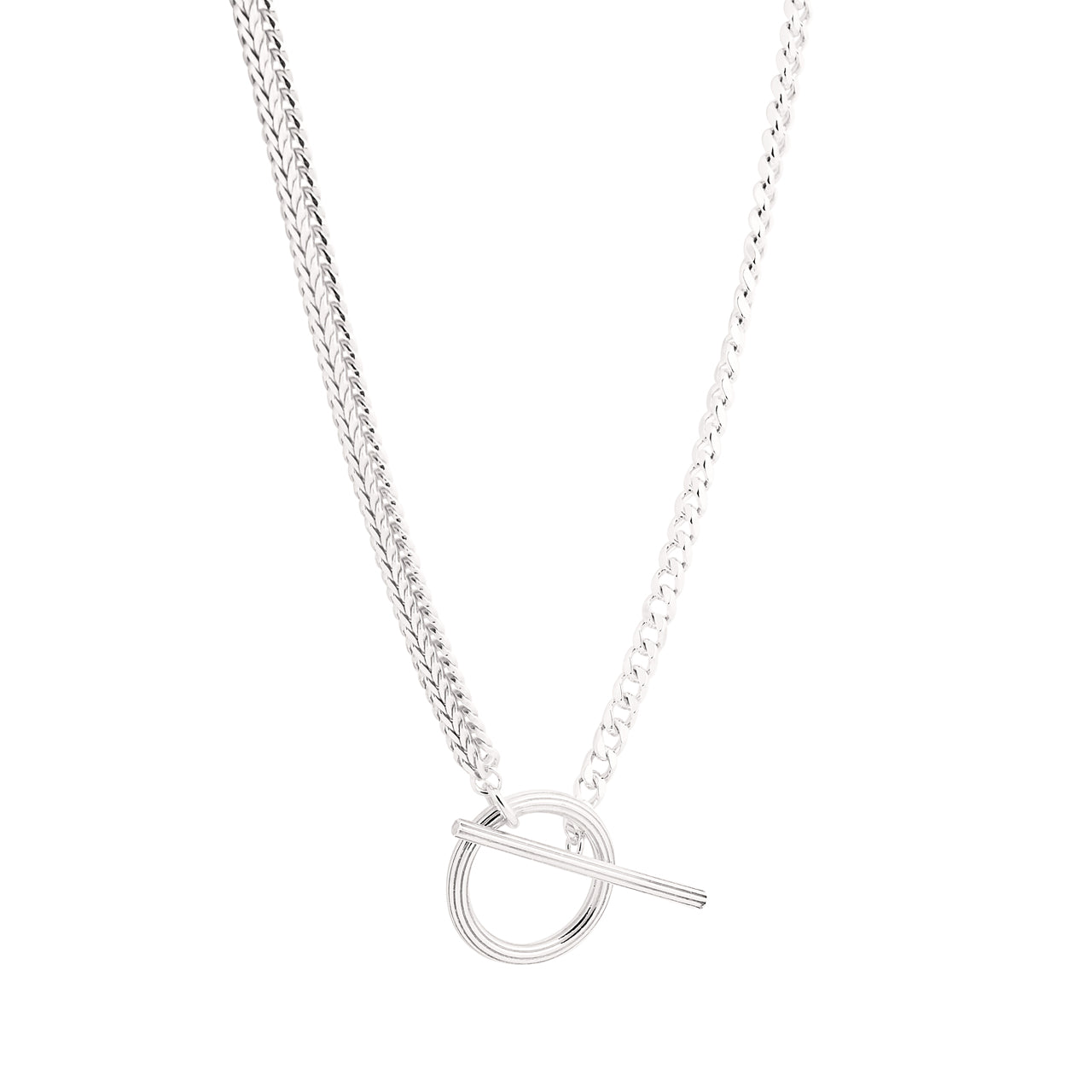  silver carve necklace with t-lock