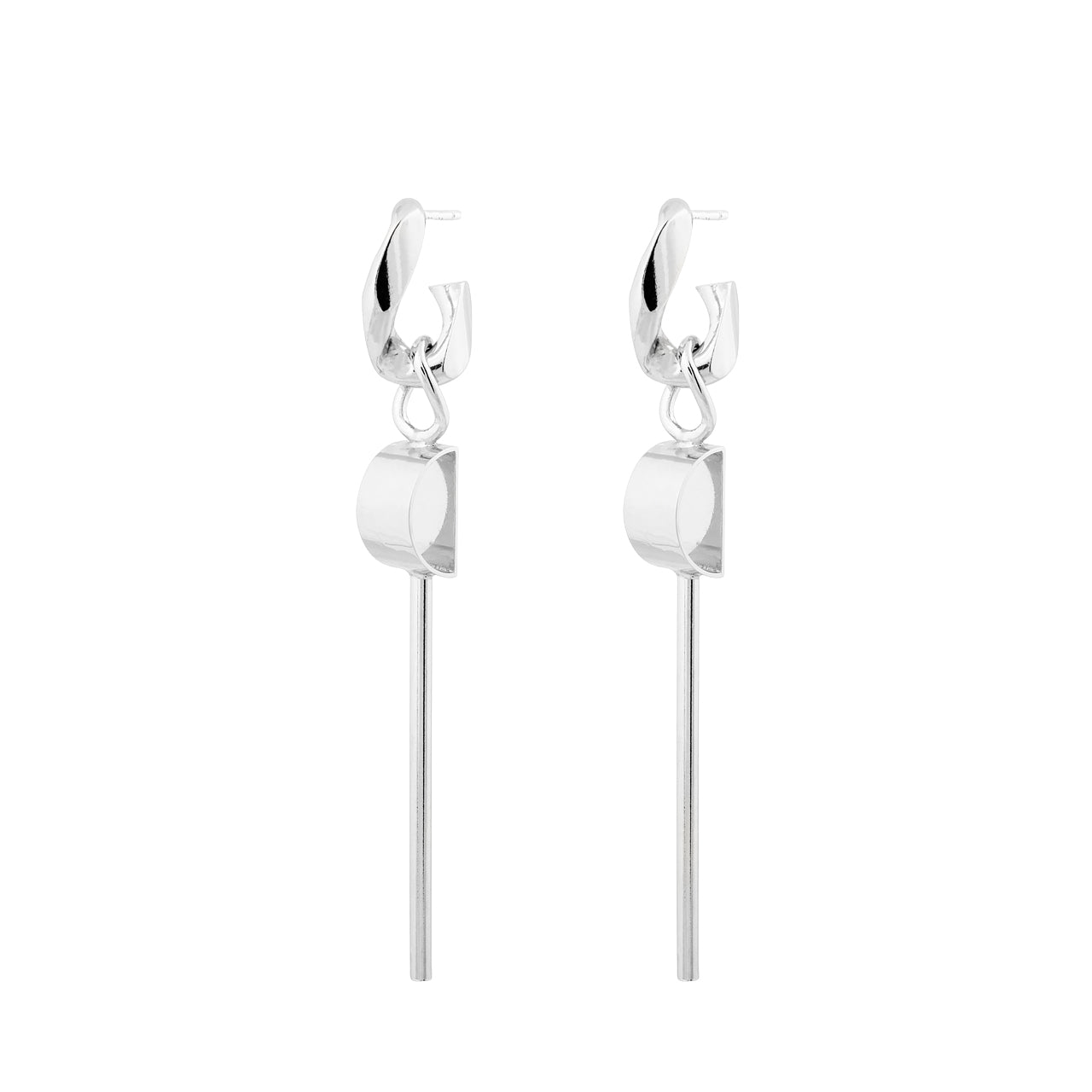 silver concave earrings