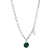 silver decade necklace with malachite and baroque pearl