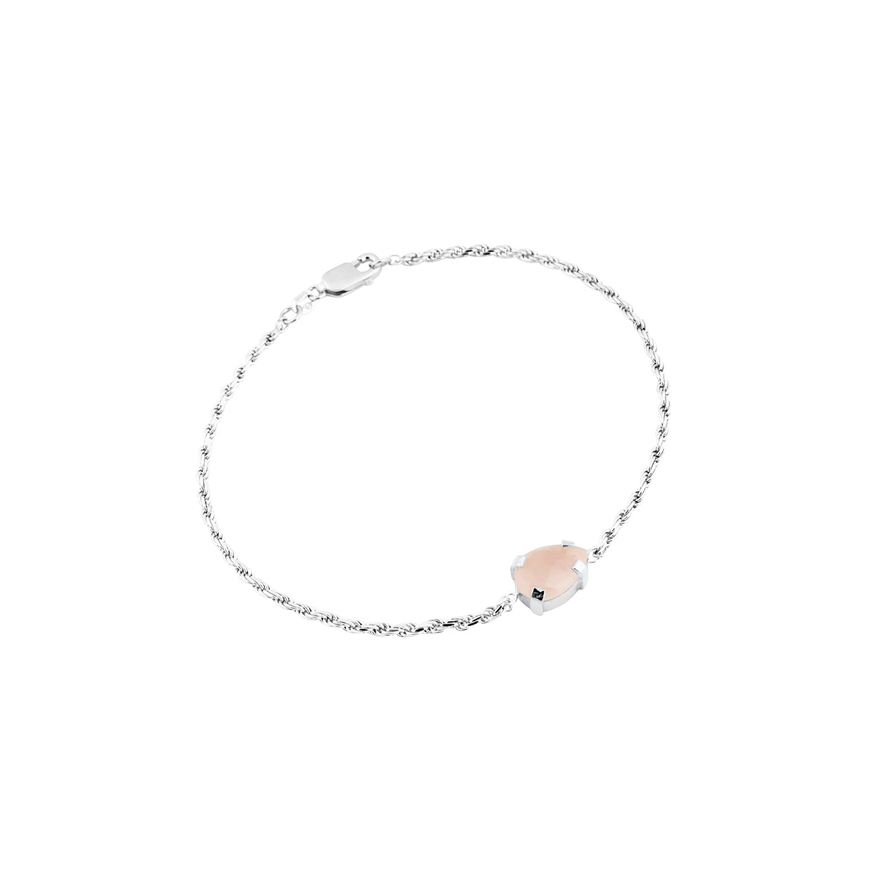 silver milestone bracelet with rose quartz