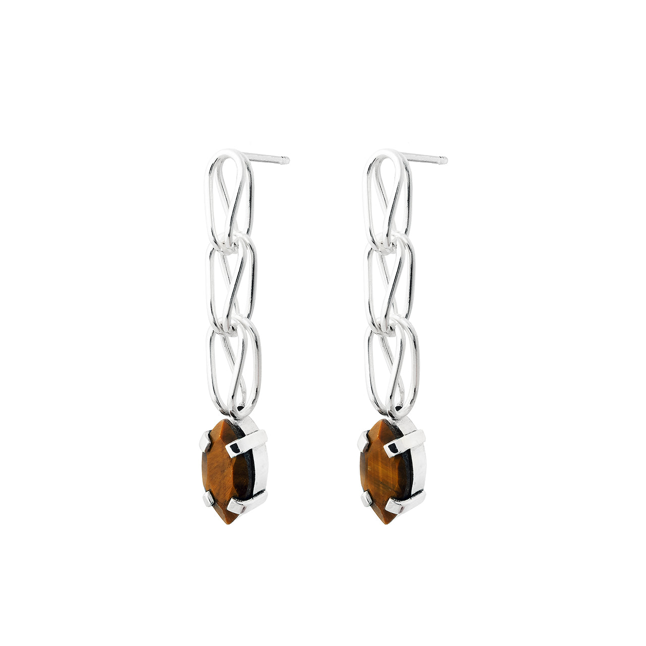 Ply earrings with tiger-eye