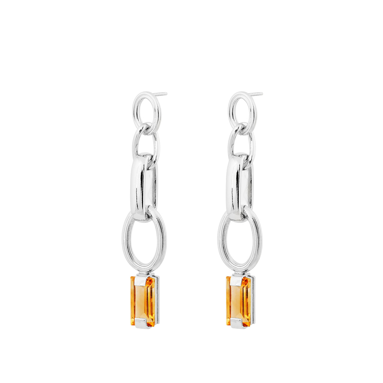 silver shine earrings with citrine