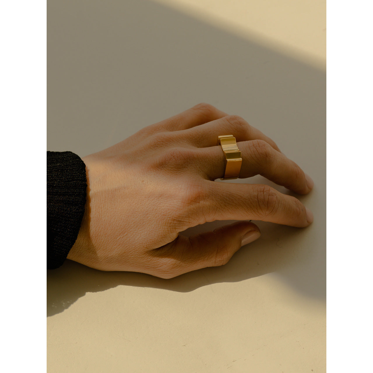 This chunky U-shaped ring draws inspiration from the robust signet rings of the past.
