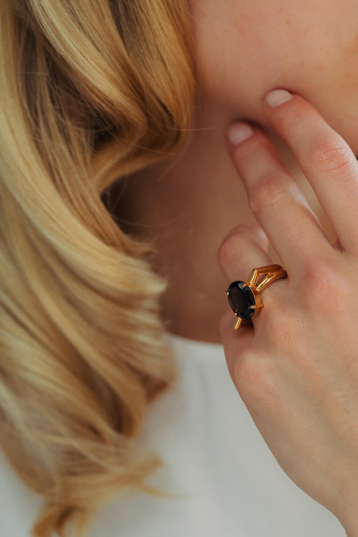 Echo ring with smoky quartz
