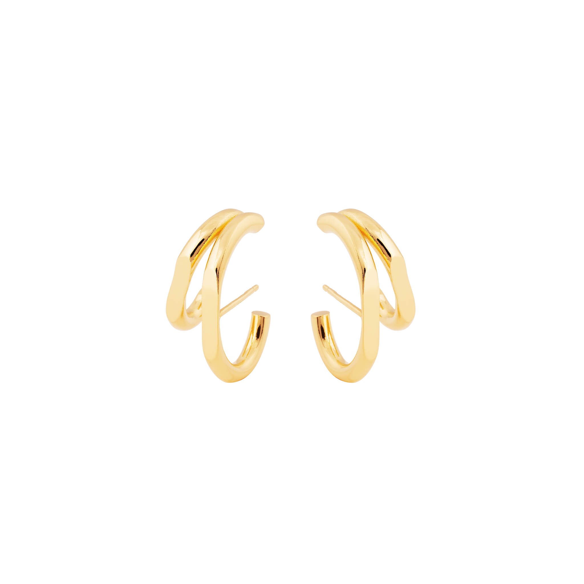 Product image of Facet cuff earrings in 18-carat gold-plated silver