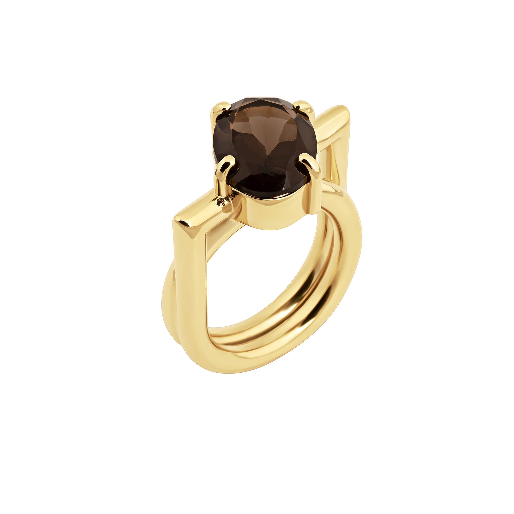 Echo ring with smoky quartz
