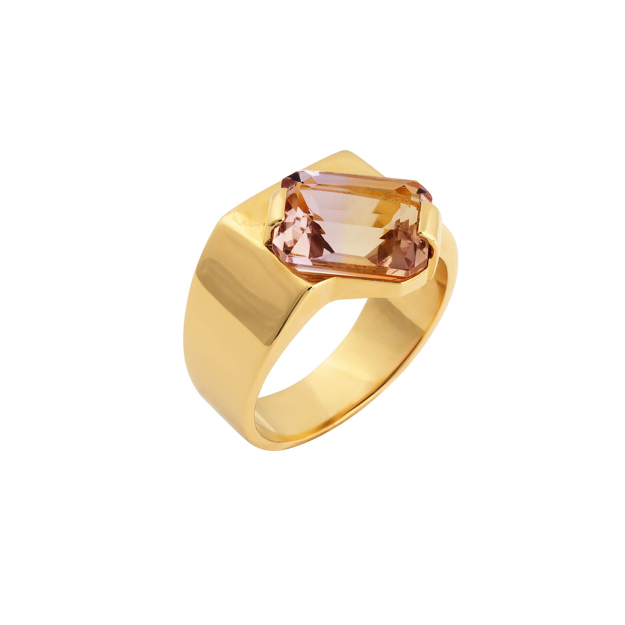 Product image of Prism ring with ametrine in 18-carat gold-plated silver