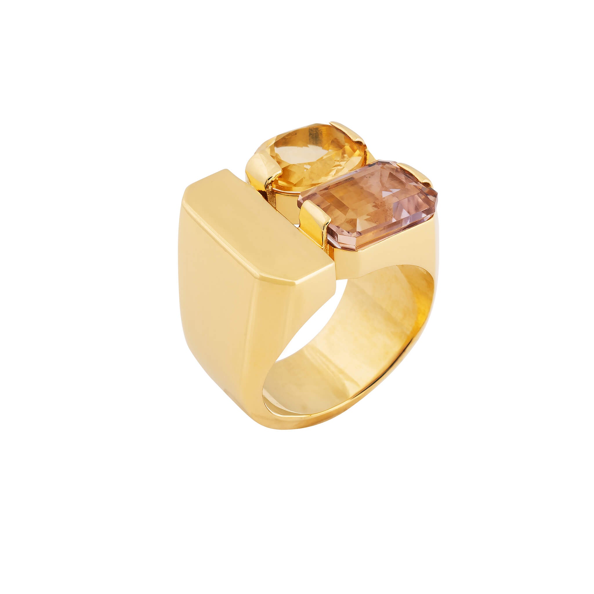 Product image of Prism ring with citrine and ametrine in 18-carat gold-plated silver