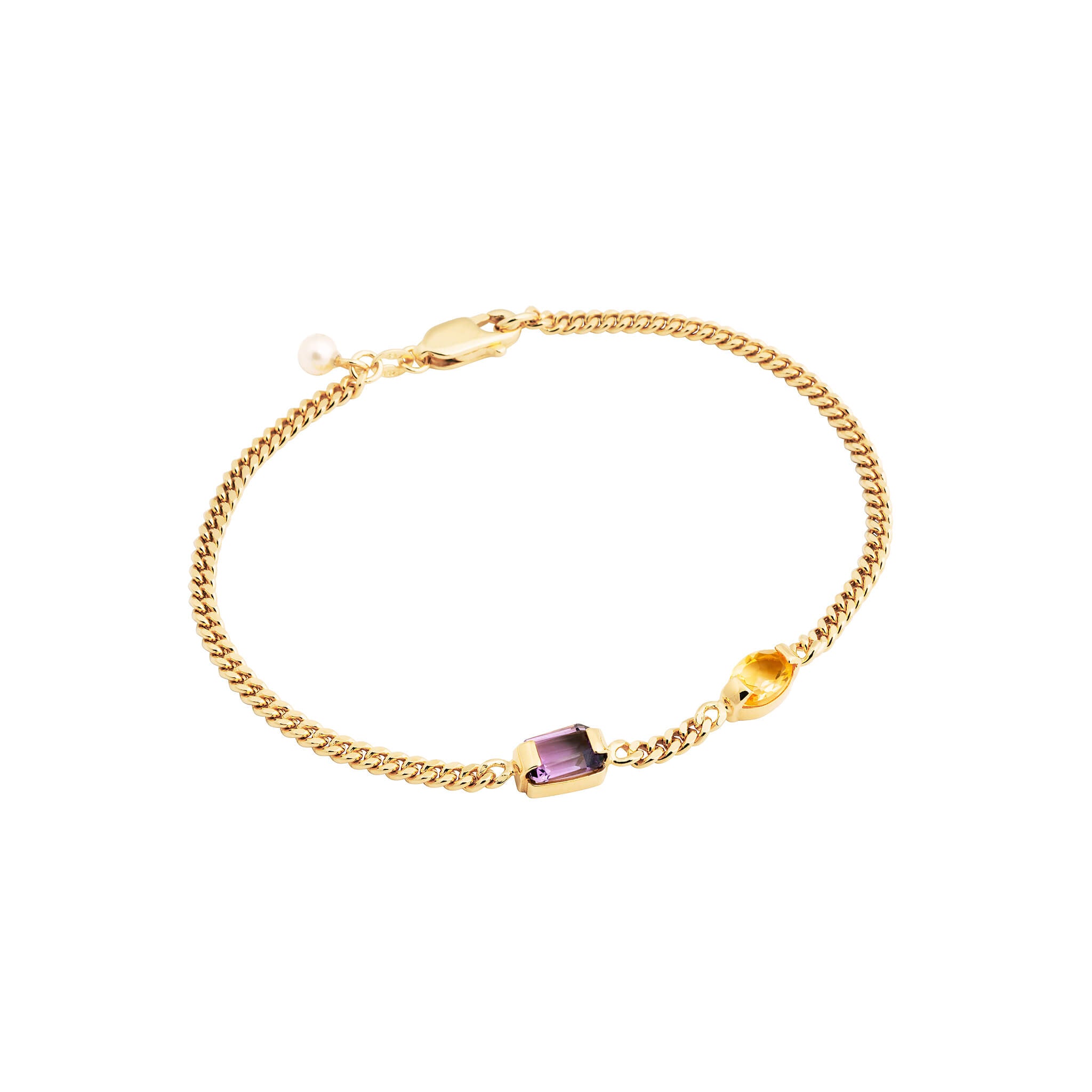 Product image of Ray bracelet with amethyst, citrine and pearl in 18-carat gold-plated silver