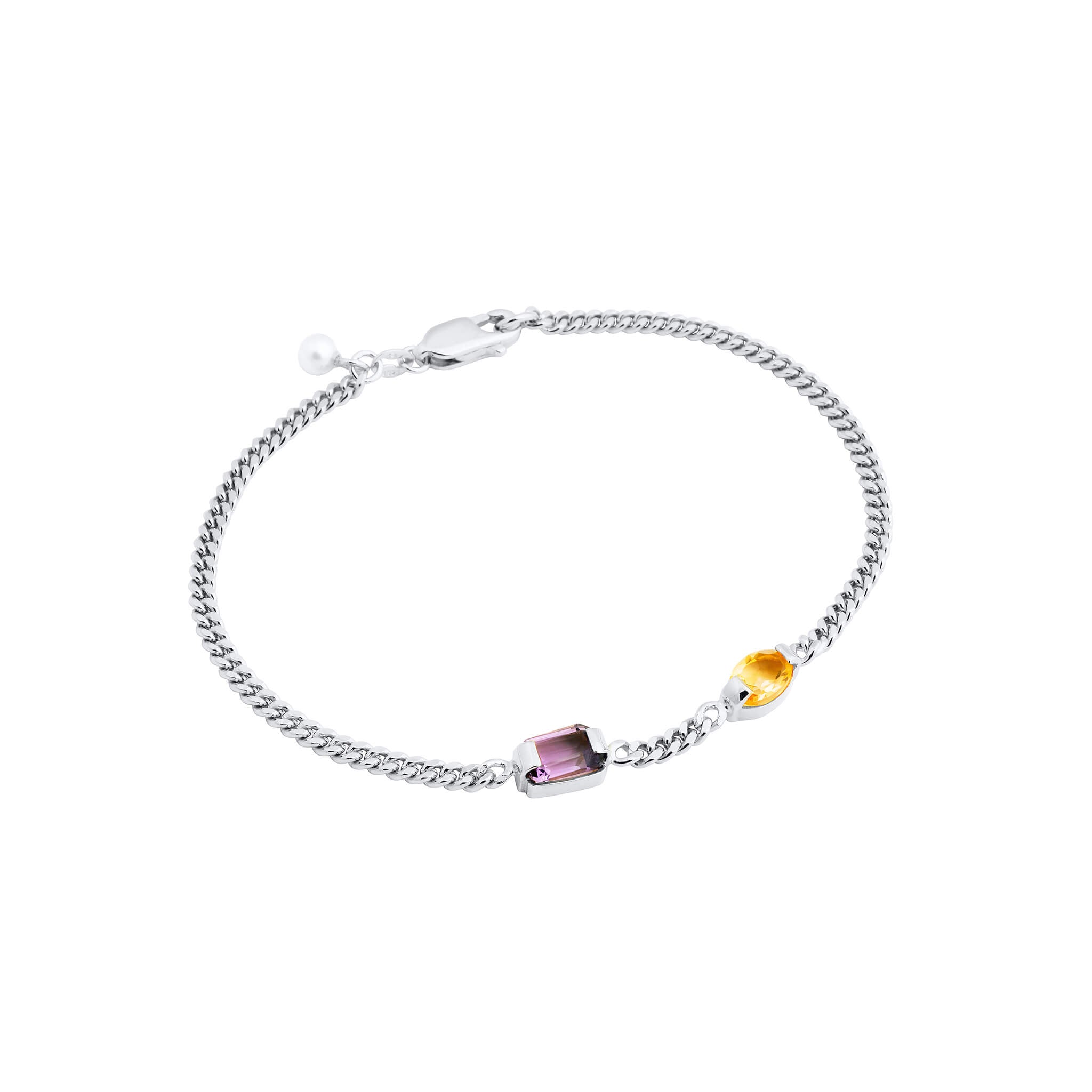 Product image of Ray bracelet with amethyst, citrine and pearl in sterling silver