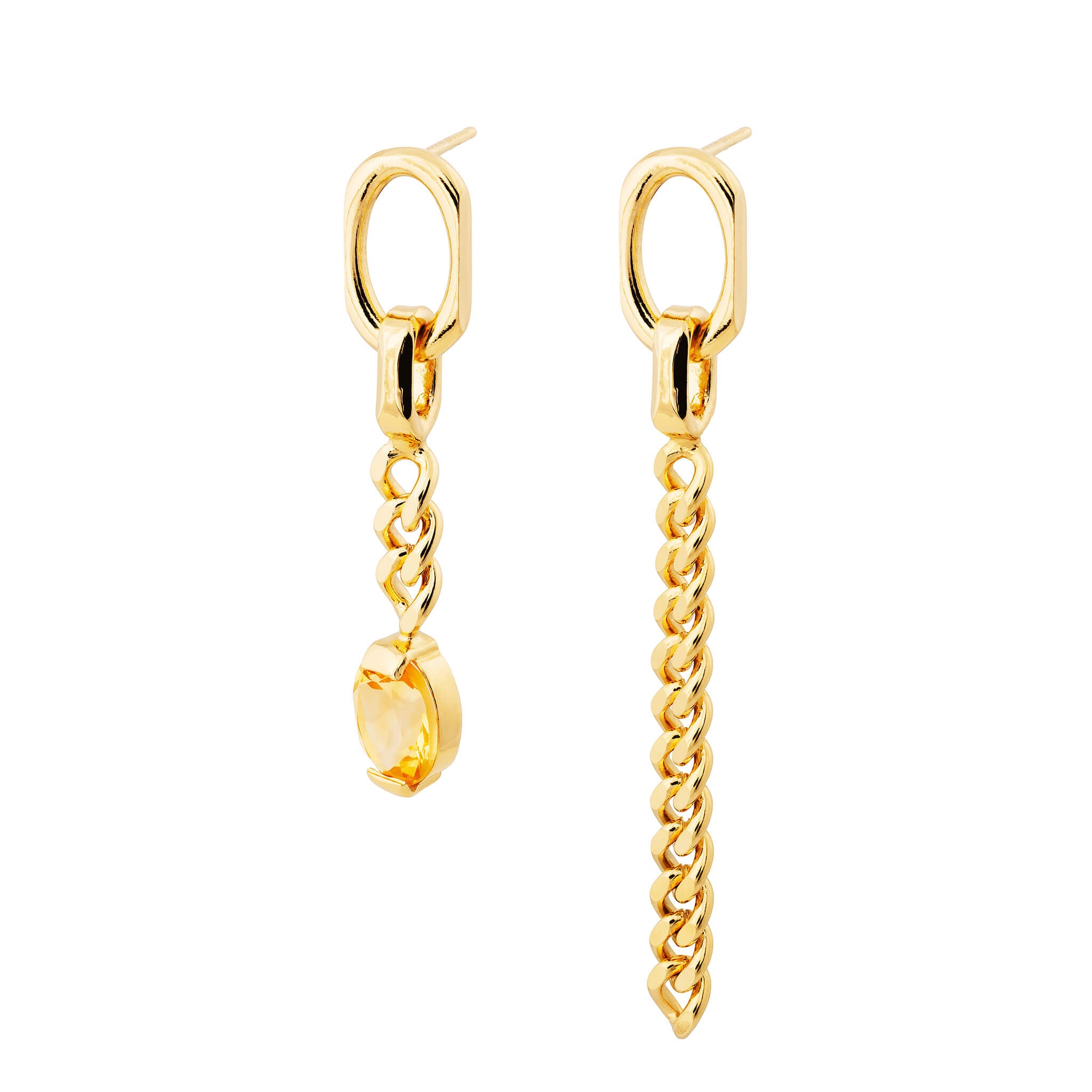 Product image of asymmetric Ray earrings with citrine in 18-carat gold-plated silver