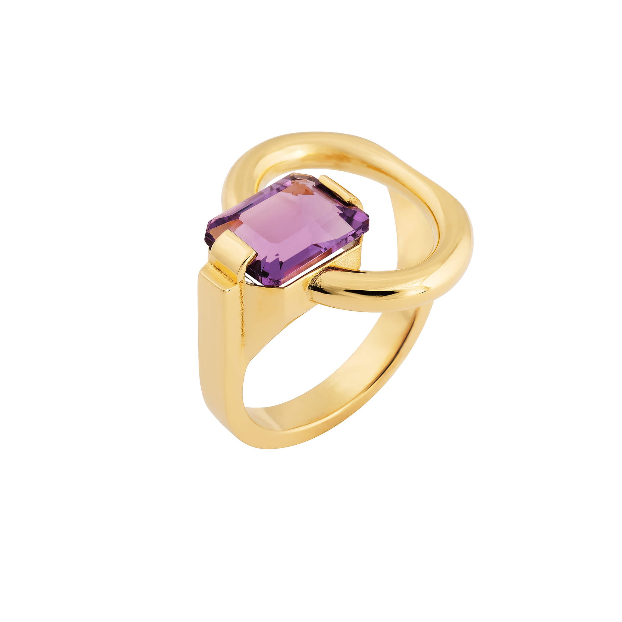Product image of Ray ring with amethyst in 18-carat gold-plated silver