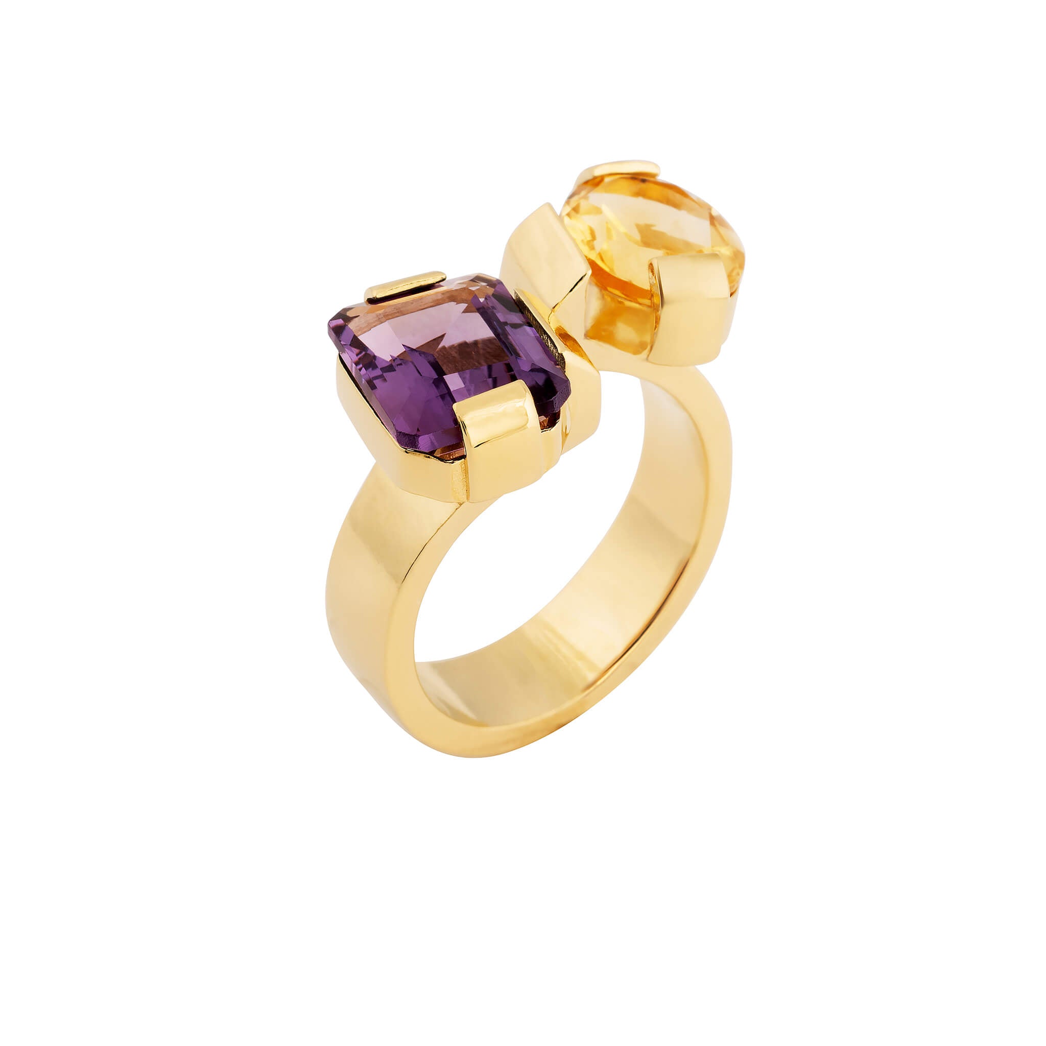 Product image of Ray ring with amethyst and citrine in 18-carat gold-plated silver