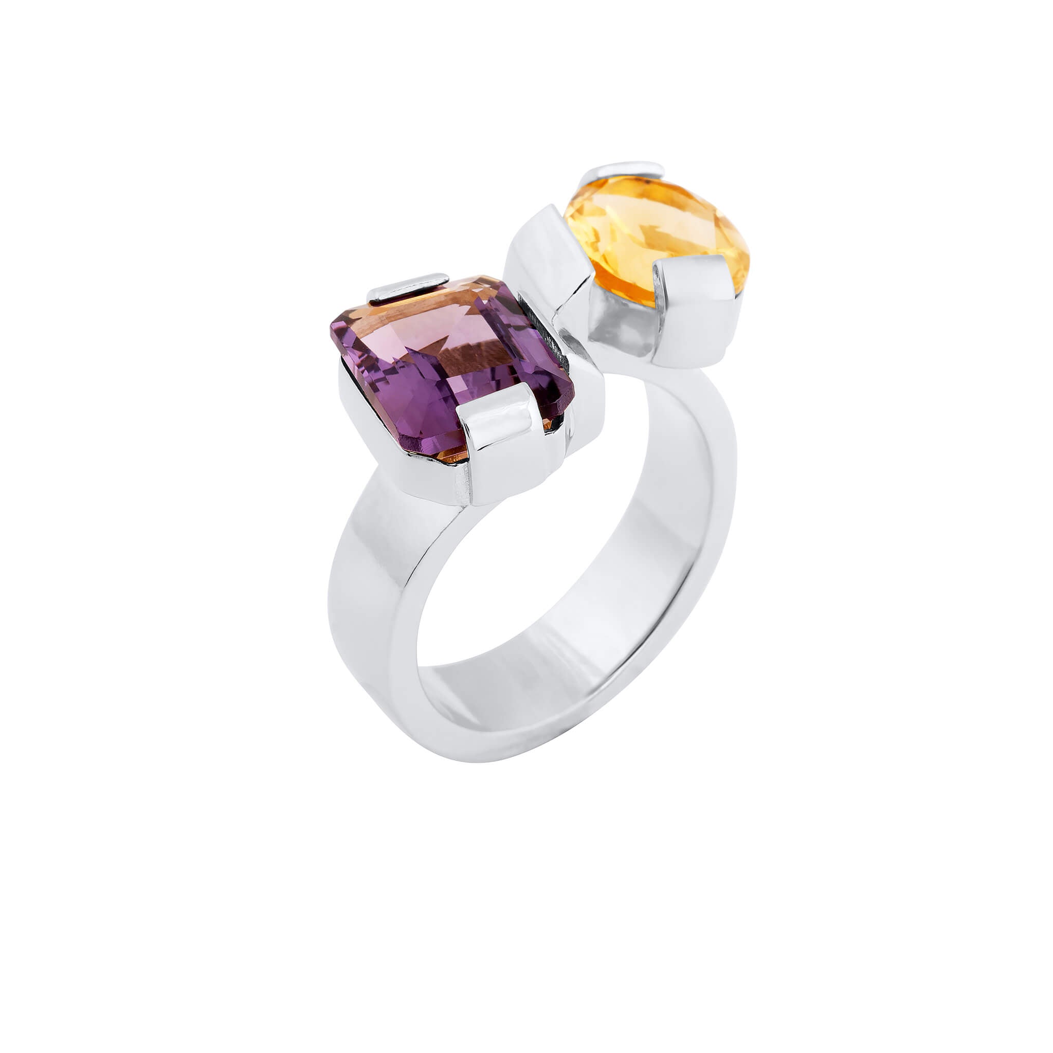 Product image of Ray ring with amethyst and citrine in sterling silver
