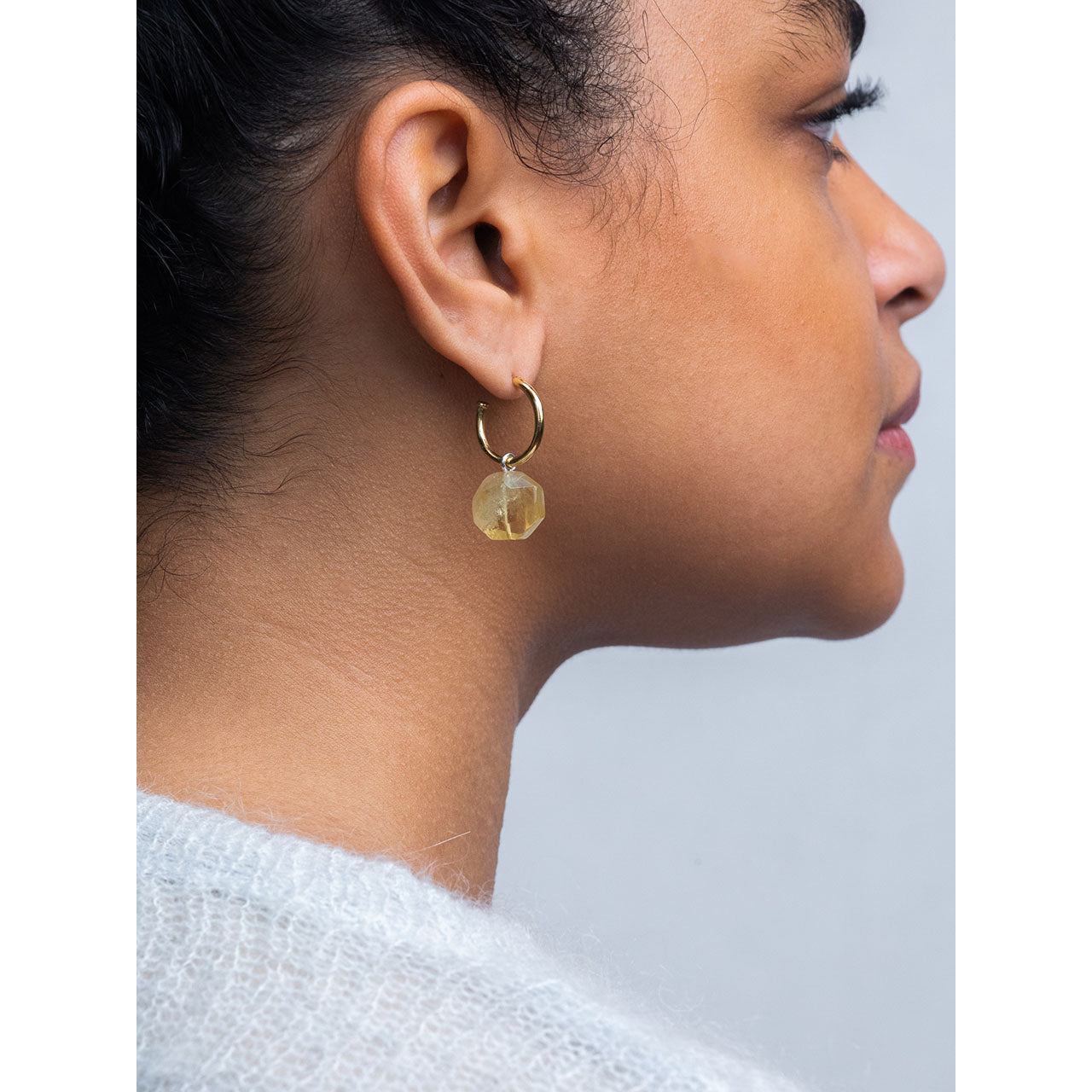 asymmetric citrine hoop earrings