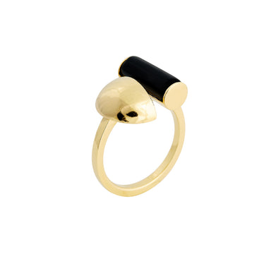 goldplated aligned ring with onyx