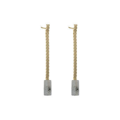 gold chain labradorite earrings