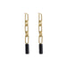 gold chain-link agate earrings