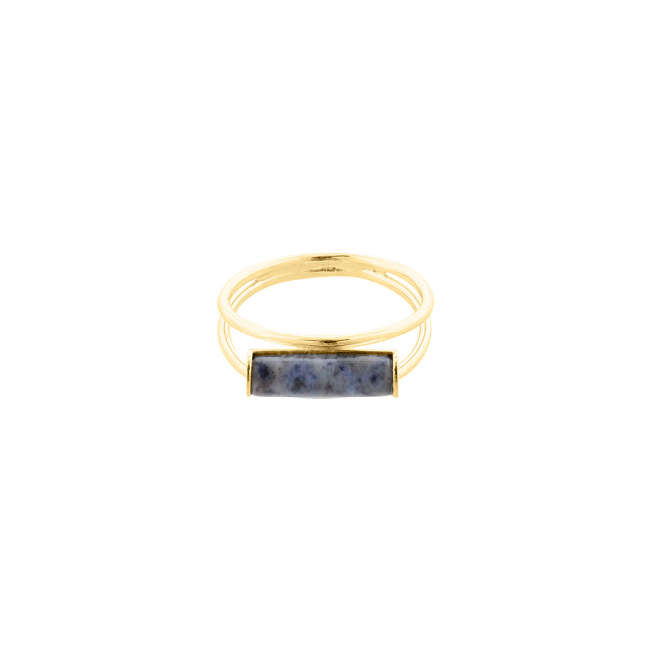gold dumortierite cylinder ring