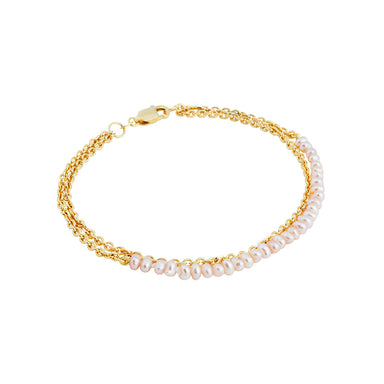 gold double pink pearl bracelet