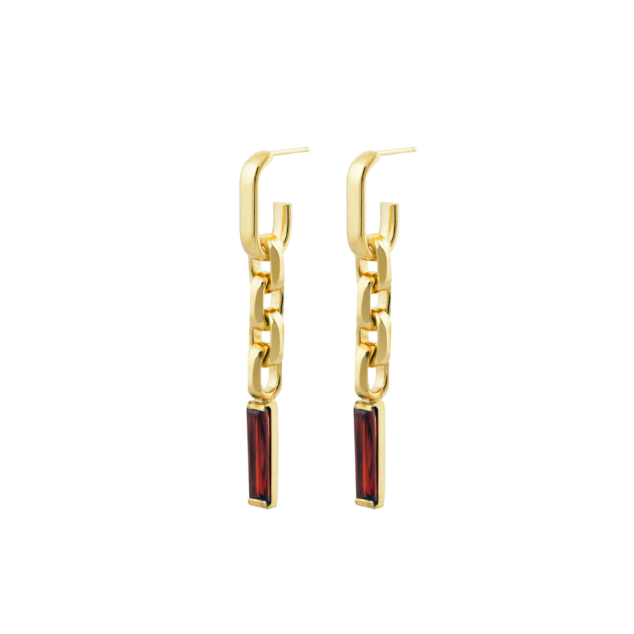 gold festive garnet statement earrings